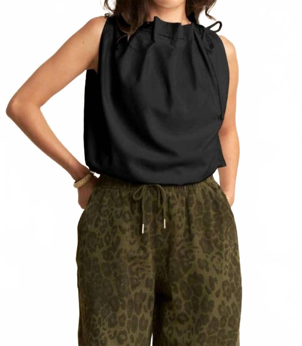 NEW DAVI & DANI cowl neck tie detail top in black
